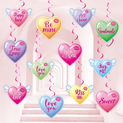 Valentinstag Herz Hängende Spiral Dekorationen Romantische Flügel Herz Lippen Decken Spiralen Für Hochzeit Party Verlobung Deko