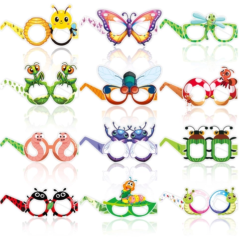 Gafas de Papel para Sesión de Fotos de Cumpleaños con Temática de Insectos Mariposa Abeja Mariquita para Decoración de Fiestas