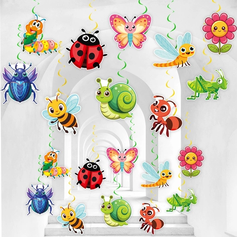 10 Pezzi Decorazioni a Spirale per Feste a Tema Insetti Farfalla Ape Libellula Lumaca Ornamenti Appesi per Compleanno Bambini Scuola