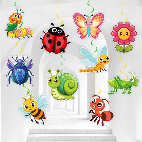 10 Pezzi Decorazioni a Spirale per Feste a Tema Insetti Farfalla Ape Libellula Lumaca Ornamenti Appesi per Compleanno Bambini Scuola