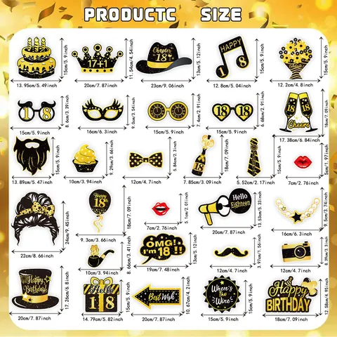 Luxe Zwart Goud Verjaardag Foto Requisieten Grappige Papieren Masker Bril Mijlpaal Viering Feest Decoratie Fotografie Accessoires
