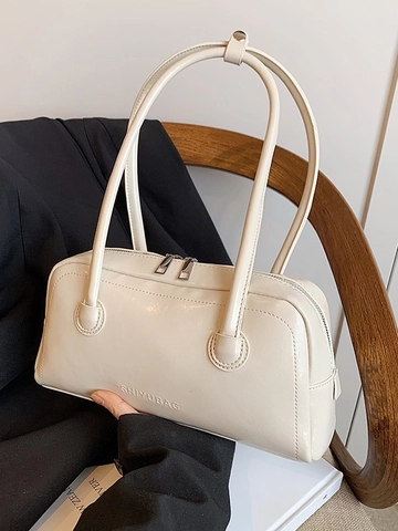Bolso de Hombro de Cuero Sintético de Alta Calidad para Mujer Estilo Coreano Bolso de Axila Baguette Color Sólido Bolso Cuadrado