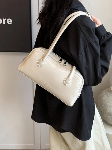 Bolso de Hombro de Cuero Sintético de Alta Calidad para Mujer Estilo Coreano Bolso de Axila Baguette Color Sólido Bolso Cuadrado
