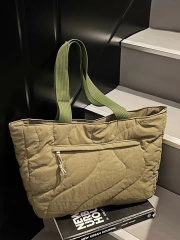 Bolso Tote Acolchado de Gran Capacidad para Mujer Patrón de Ondas Bolso de Hombro de Moda para Trabajo Diario de Invierno