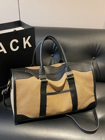 Large Capacity PU Travel Bag Retro Women Duffel Bag Contrast Color Gym Fitness Weekend Overnight Handbag With Shoulder Strap