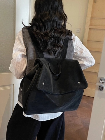 Zaino da Donna in Pelle PU Minimalista Coreano Retrò Opaco Grande Capacità Moda Scuola Viaggio Uso Quotidiano Borsa a Tracolla