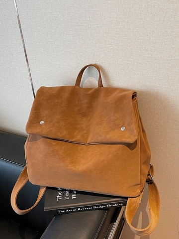 Zaino da Donna in Pelle PU Minimalista Coreano Retrò Opaco Grande Capacità Moda Scuola Viaggio Uso Quotidiano Borsa a Tracolla