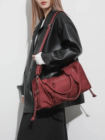 Bolso Boston Vintage de Cuero PU para Mujer Gran Capacidad Textura Trenzada Bolso de Viaje Casual Moda Hombro Bolso Crossbody