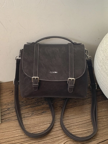 Vintage PU Leather Backpack For Women Retro Flap Shoulder Bag With Double Buckle Straps Commuter Handbag Solid Color Daily