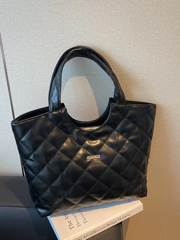 Damen Große Kapazität Gesteppte Tragetasche PU Leder Diamant Muster Lässige Umhängetasche Mode Handtasche Alltag Tote