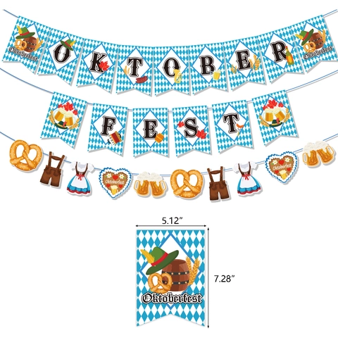 Oktoberfest Banner per Feste Decorazioni Blu Bianco Bavarese Motivo a Diamante Banner Festa della Birra Tedesca Ghirlanda di Carta