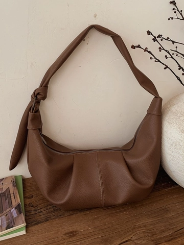 Sac Hobo Plissé en Cuir PU pour Femmes Grande Capacité Style Coréen Sac à Épaule Souple Avec Bandoulière Nouée