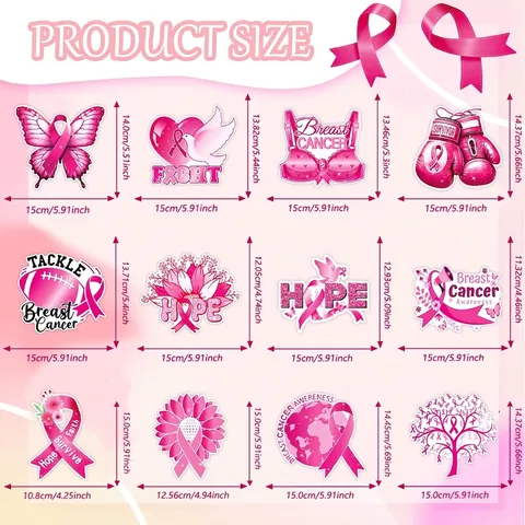 Pink Ribbon Breast Cancer Awareness Hanging Decorations Paper Cards Spiral Swirls For Charity Hope Survivor Party Event Decor