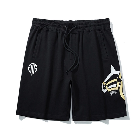 Men Plus Size Cotton Blend Shorts Elastic Waist Drawstring Athletic Shorts Horse Head Graphic Print Casual Summer Bottoms