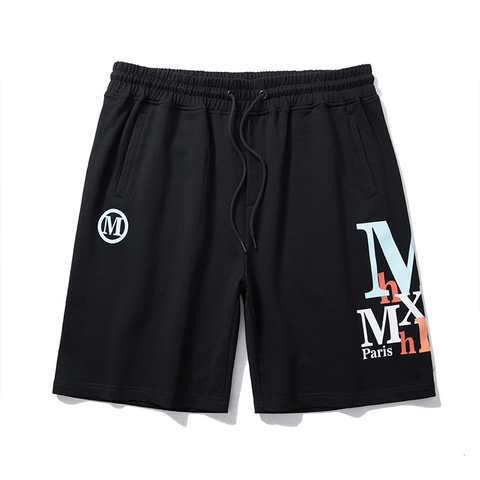 Herren Übergröße Bedruckte Jogging-Shorts Baumwolle Elasthan Sportliche Fünf-Punkt-Hose Für Plus Size Herren Sommer Streetwear Schwarz
