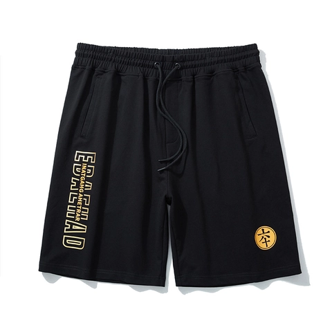 Herren Übergröße Baumwollmischung Shorts Streetwear Goldfoliendruck Buchstaben Kordelzug Atmungsaktive Lässige Sport Shorts