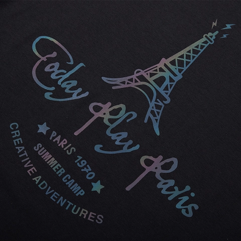 Heren Grote Maten Katoenen T-Shirt Parijs Eiffeltoren Print Korte Mouw Los Casual Zomer Ronde Hals Top