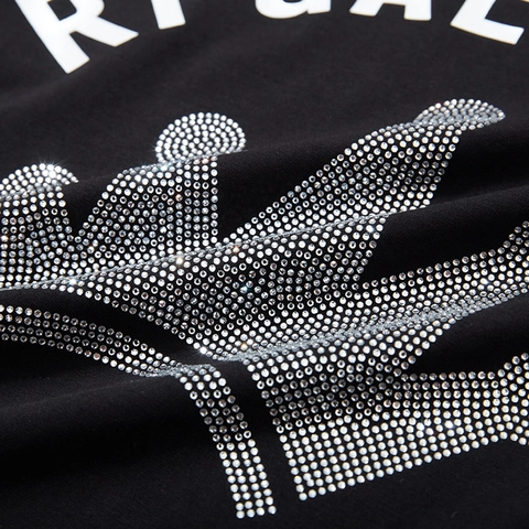 Men Plus Size Cotton Rhinestone Crown Printed T-Shirt Short Sleeve Casual Loose Streetwear Summer Tee Top