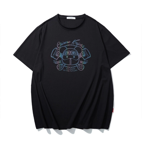 Men Oversized T-Shirt Cotton Spandex Short Sleeve Crew Neck Streetwear Top Panda Graphic Printed Loose Fit Casual Tee
