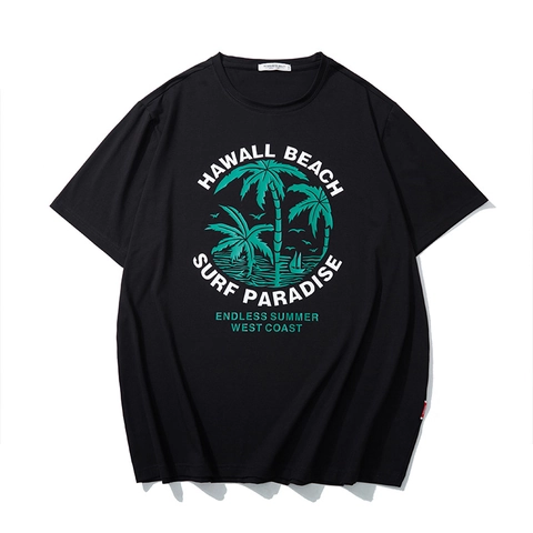 Heren Grote Maten Katoenmix T-Shirt Hawaii Beach Palmboom Print Korte Mouw Losjes Casual Zomer Grafisch Tee