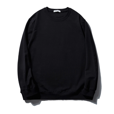 Felpa da Uomo Taglie Forti Girocollo in Misto Cotone Autunno Tinta Unita Pullover Ampio a Maniche Lunghe Con Bordi a Costine