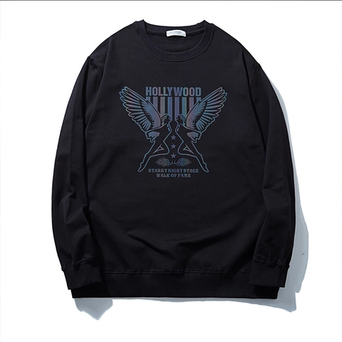 Heren Grote Maten Sweatshirt Casual Katoenmix Hollywood Engel Print Ronde Hals Streetwear Ruime Pasvorm Lange Mouwen Top