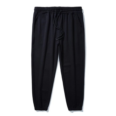 Men's Plus Size Jogger Sweatpants Solid Black Cotton Blend Drawstring Loose Tracksuit Bottoms Casual Sporty Cuffed Pants