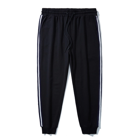 Pantaloni Sportivi da Uomo Taglie Forti in Cotone Jogger Comodi Con Striscia Laterale a Contrasto Polsini a Costine Coulisse Vita Elastica