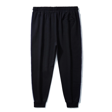 Pantaloni Sportivi da Uomo Taglie Forti in Cotone Jogger Comodi Con Striscia Laterale a Contrasto Polsini a Costine Coulisse Vita Elastica