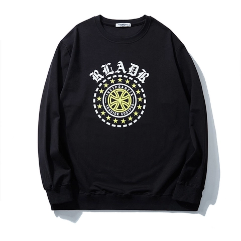 Felpa da Uomo Big and Tall Taglie Forti Stampa Lettere Gotiche Vestibilità Larga Misto Cotone Manica Lunga Girocollo Pullover Streetwear