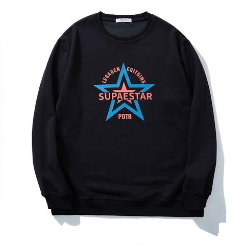 Felpa da Uomo Taglie Forti Streetwear Stampa a Stelle Girocollo Manica Lunga Pullover Comodo Top Casual in Cotone