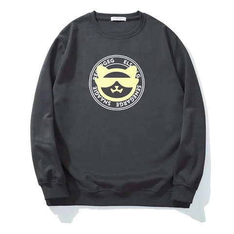 Sweatshirt de Streetwear Grande Taille pour Hommes Chat de Dessin Animé Imprimé Graphique Manches Longues Col Rond Pullover Décontracté Ample
