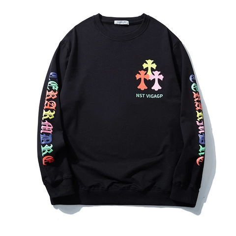 Heren Grote Maat Urban Streetwear Sweatshirt Gotische Letternprint Gradiënt Kruis Katoen Ronde Hals Losjes Lange Mouw Top