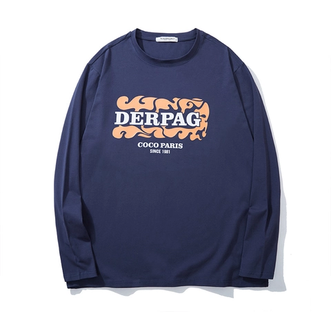 Maglietta da Uomo Taglie Forti in Cotone a Maniche Lunghe Vestibilità Larga Stampa di Lettere Girocollo Casual Streetwear Traspirante Sportiva