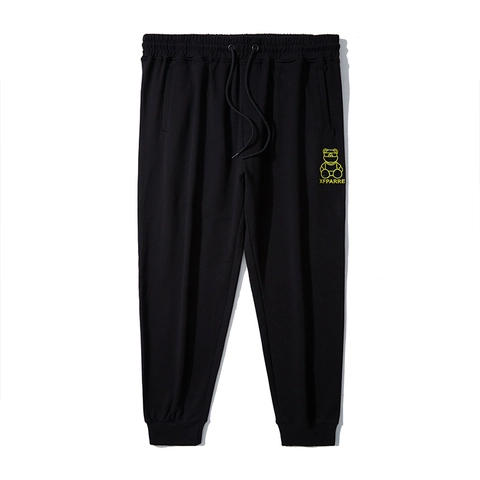 Pantaloni Sportivi da Uomo Taglie Forti Vestibilità Larga Vita Elastica in Cotone Pantaloni della Tuta con Stampa Orso Cartone Animato