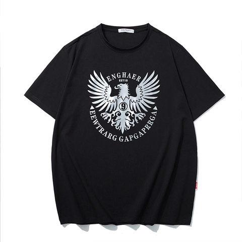 Camiseta de Talla Grande para Hombre con Estampado Gráfico de Águila Plateado Mezcla de Algodón Holgada Manga Corta Casual