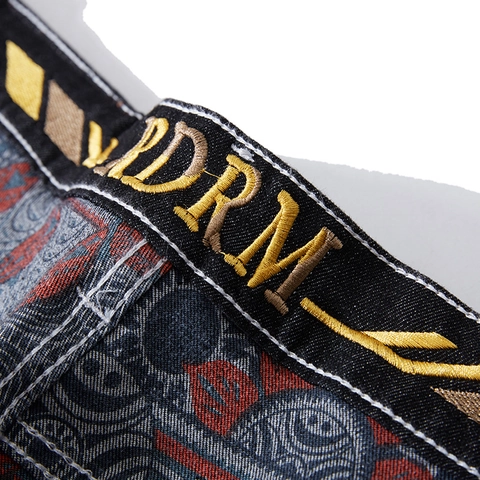 Jeans Denim da Uomo Taglie Forti Dritto Ampio Ricamato Estivo Casual Moda Pantaloni Denim Elasticizzati Grigio Nero