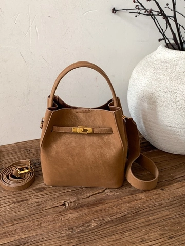 Borsa a Secchiello da Donna in Pelle PU Scamosciata Vintage Chiusura a Girello Retro Borsa a Spalla Minimalista da Pendolare