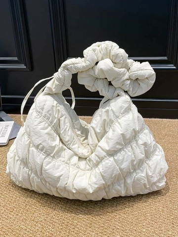 Fashion Nylon Quilted Pleated Shoulder Bag For Women Cloud Shape Underarm Bag Large Capacity Casual Versatile Tote Handbag
