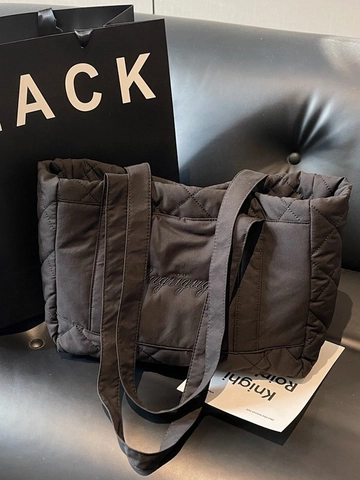 Mode Gesteppte Rautenmuster Tote Bag Große Kapazität Bestickte Umhängetasche Damen Casual Pendler Einkaufstasche Handtasche