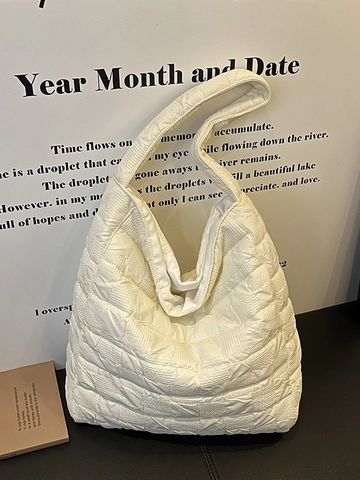 Damen Gesteppt Gepolstert Schultertasche Große Kapazität Cloud Puff Achseltasche Quadratisches Gittermuster Weich Polyester Tasche