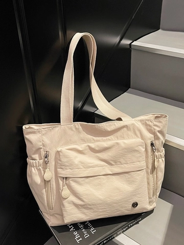Damen Große Kapazität Nylon Tote Bag Urban Simple Casual Pendeln Schulter Handtasche Multi-Pocket Design Winter Mode