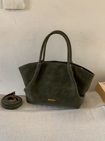 Bolso Tote de PU de Gran Capacidad para Mujer Bolso de Hombro Cruzado Minimalista Vintage con Herrajes de Metal Dorado Bolso Retro