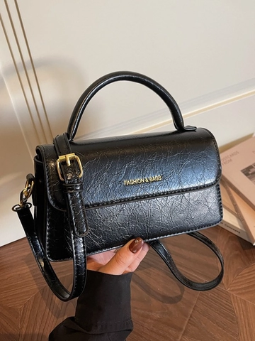 Bolso Bandolera Pequeño Cuadrado de Cuero PU Estilo Coreano Para Mujer Bolso de Mano Minimalista Retro Color Sólido