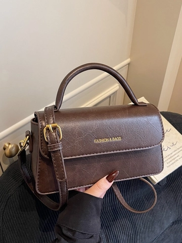 Bolso Bandolera Pequeño Cuadrado de Cuero PU Estilo Coreano Para Mujer Bolso de Mano Minimalista Retro Color Sólido
