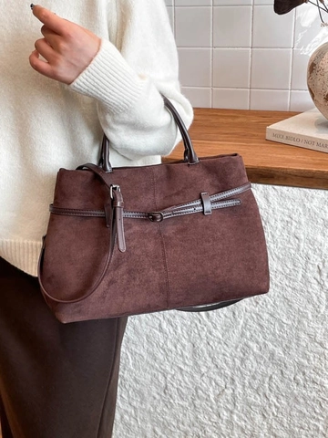 Vintage Wildleder Tragetasche Mit Großer Kapazität Für Damen Neu 2025 Pendler Handtasche Einfache Umhängetasche
