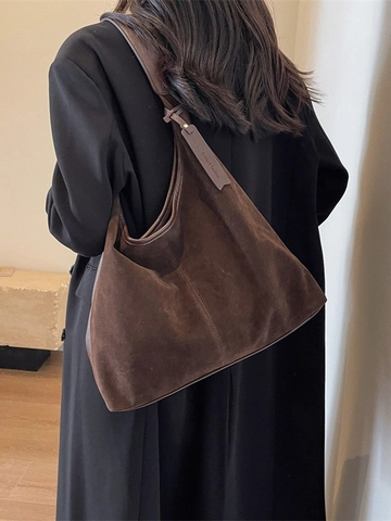 Bolso Tote Minimalista de Franela de Gran Capacidad para Mujer Bolso de Hombro Hobo Vintage Elegante Color Sólido Diario