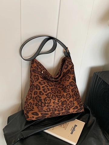 Grote Capaciteit Luipaardprint Tote Bag PU Leer Modieuze Schoudertas Crossbody Tas Voor Dames Casual Dagelijks Woon-werkverkeer