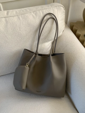 Ensemble Sac Fourre-tout en Cuir PU Grande Capacité Avec Pochette Assortie Motif Litchi Rétro Sac à Main Femme