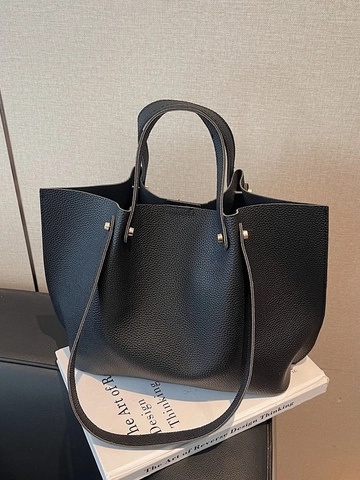 Sac Cabas Femme Grande Capacité Minimaliste en Cuir PU Grainé Sac à Main d'Épaule Bureau Avec Fermeture à Boucle Magnétique